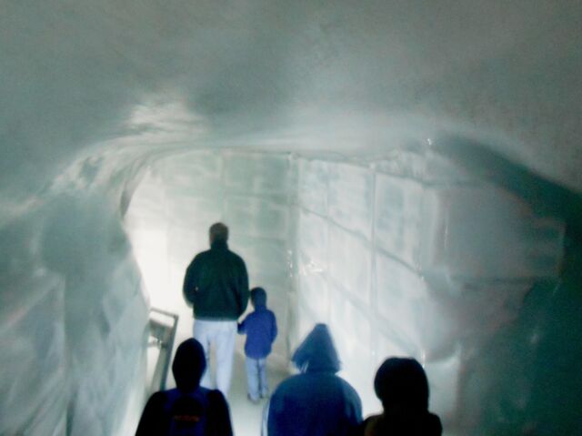 Ice tunnel carved out from the glacier