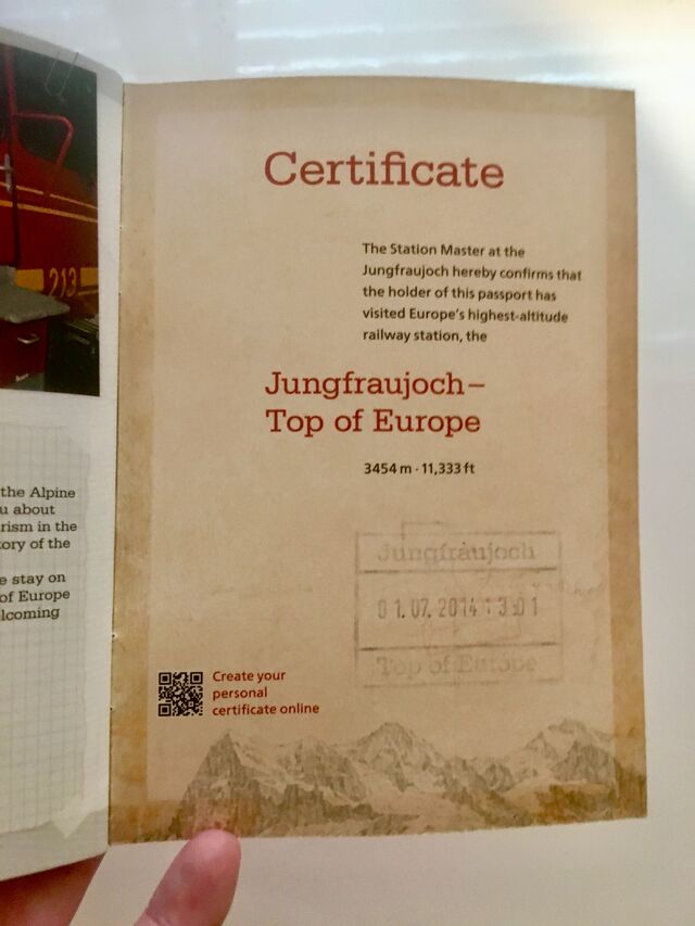 Jungfrau Railway Souvenir Passport