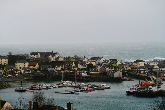 Mallaig Harbour. I stayed in the Steam Inn (the green building).