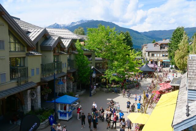 View of Whistler Village from my hotel balcony