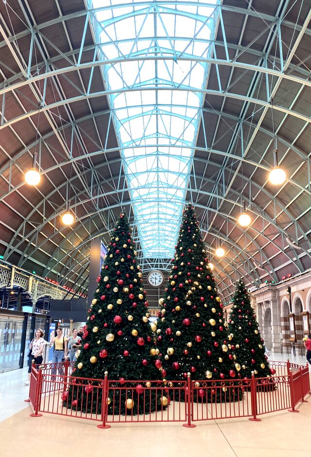 Sydney’s Central Station with Christmas decorations