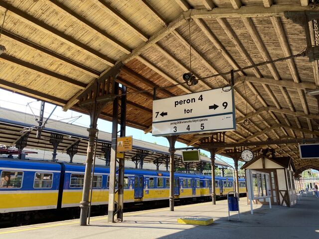 Gdańsk Station and on board the train