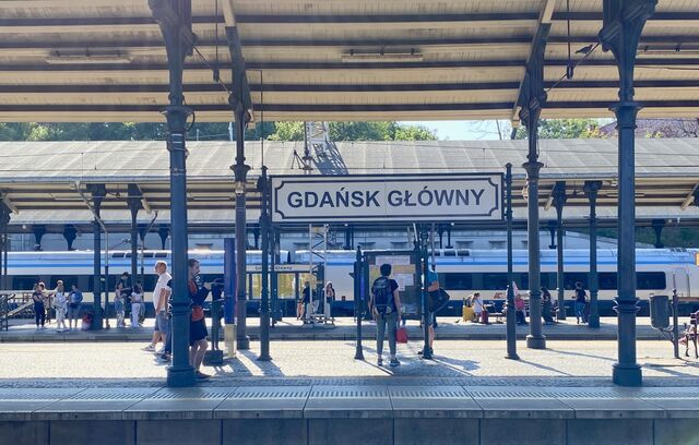 Gdańsk Station and on board the train