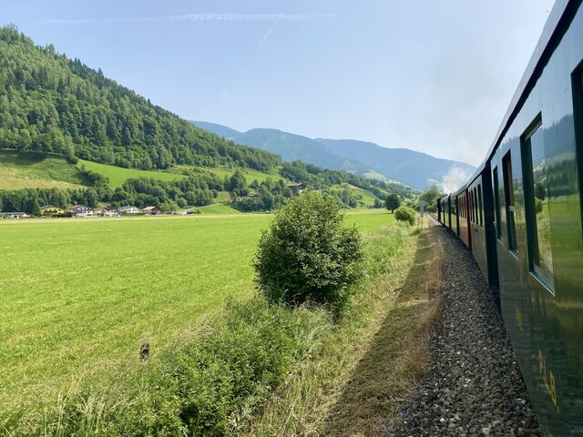 Pinzgau train travelling around a bend