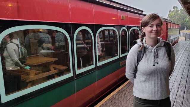 Waiting to board the train