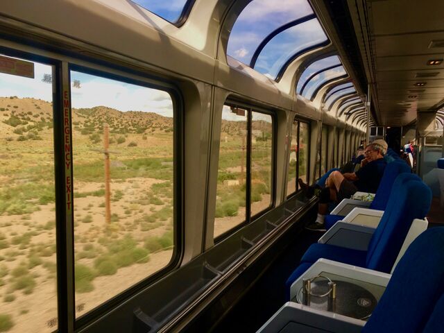 The observation lounge on the Southwest Chief