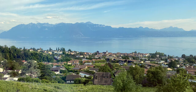 View of Lake Geneva as the train departs Montreux