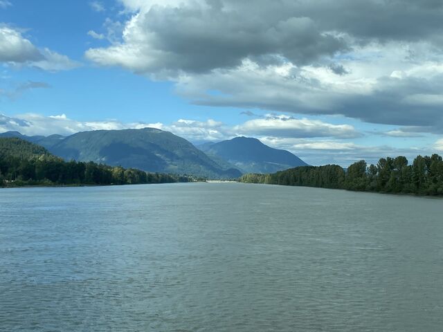 Crossing the Fraser River via the Mission Train Bridge