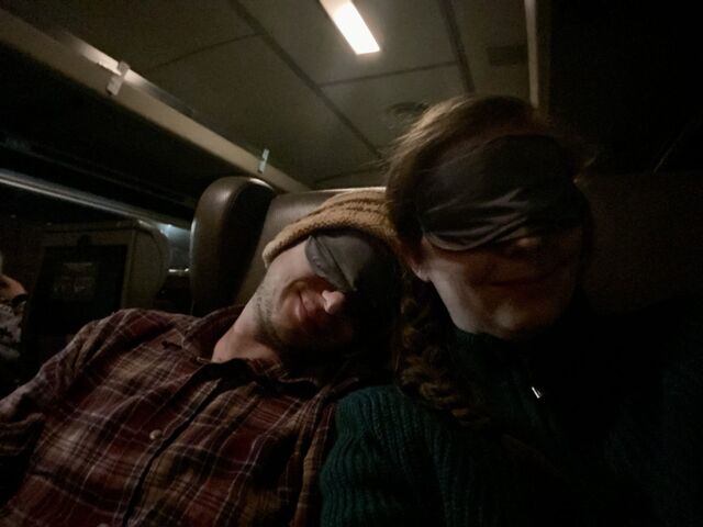 Trying to get some sleep on the train (Kamloops)