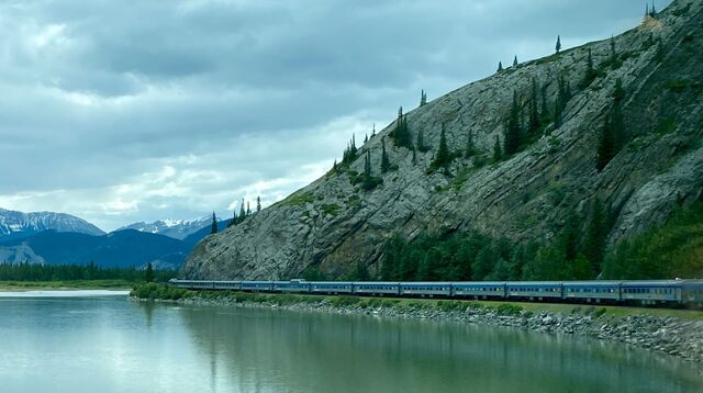 The Canadian travelling around a bend near Brûlé