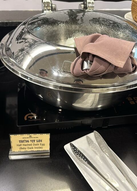 Half hatched duck egg with baby duck inside