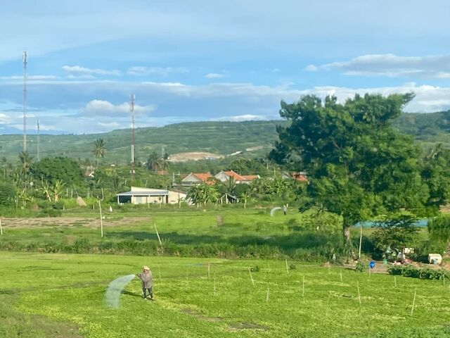 Vietnamese person working the land near O Loan Lagoon