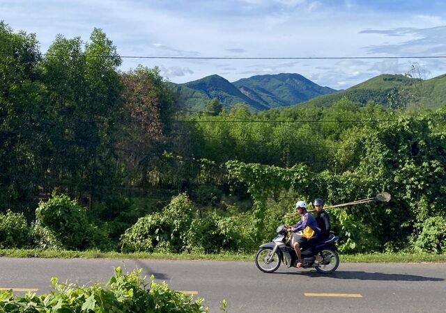 Motorbike riders spotted from the train