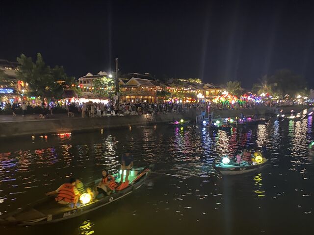 The ancient city of Hội An, adorned by lanterns at night