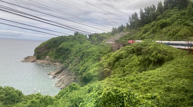 Crossing a viaduct in Lăng Cô