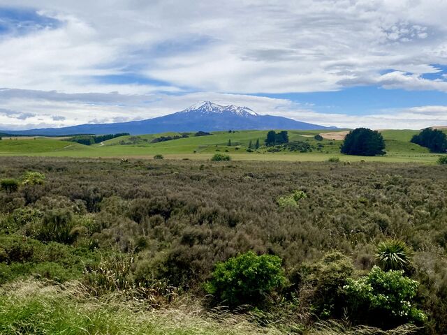 View of Mount Ruapehu as the train approaches Tangiwai 