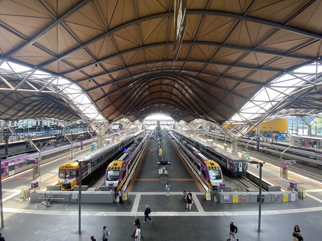 V/Line Trains at Melbourne's Southern Cross Station