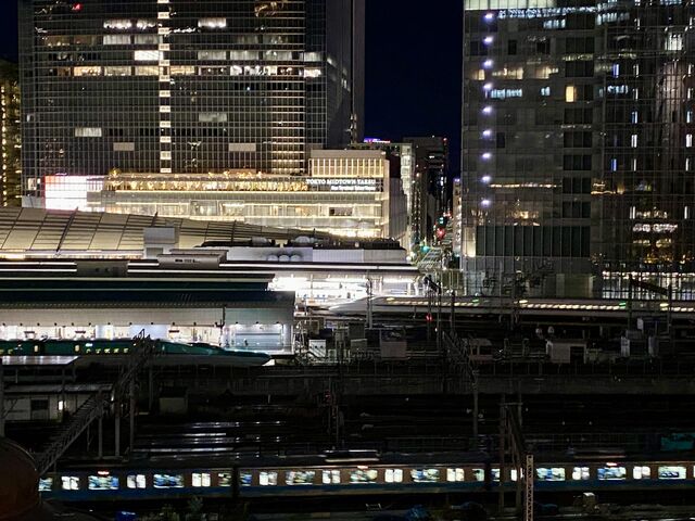 Watching the Shinkansen from the KITTE rooftop