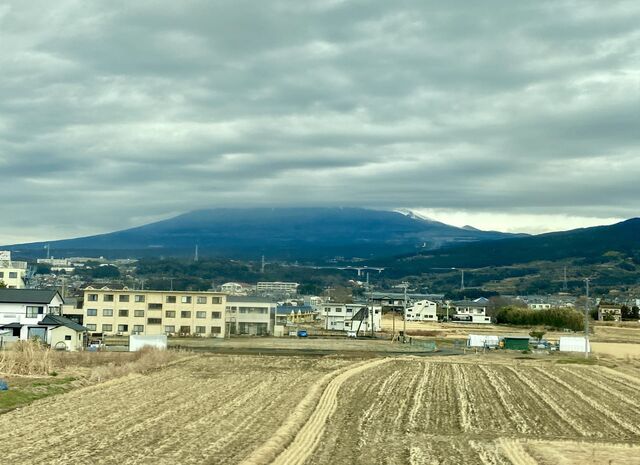 View of Mount Fuji from the city of Fuji—this would have been an excellent shot, if not for the clouds!