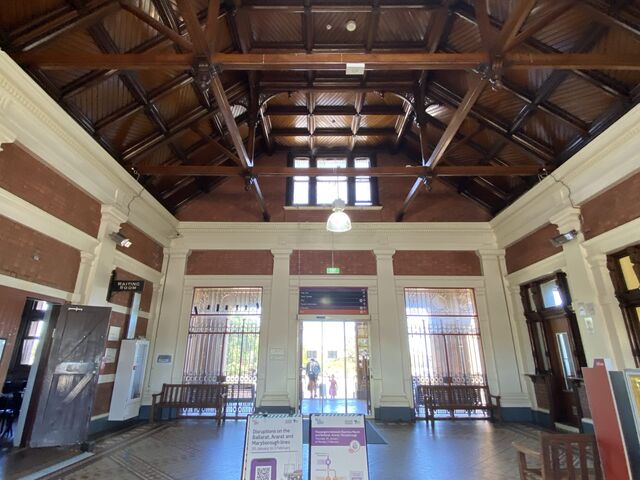 Maryborough Station's lengthy platform and interior