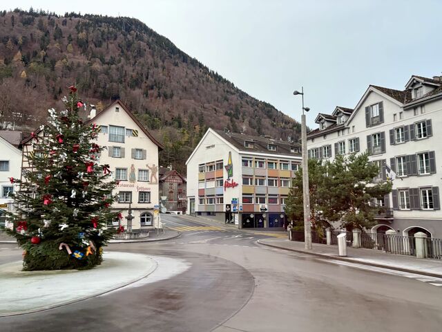 Views from the train as it travels along the streets of Chur